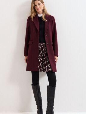 Sam Edelman Long Wool Coat in Burgundy